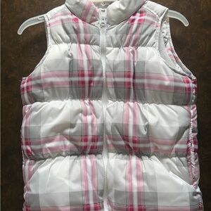 Old Navy Pink and Gray Plaid Vest